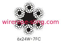 Warrington Type stalen hefkabels 6 x 24w + 7fc, ronde gevlochten staalkabel