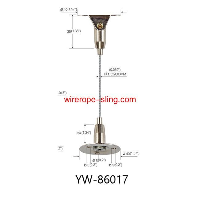 Draadloop ophanging Systeem-assemblage met M5 Male Thread Use for Sling YW86015