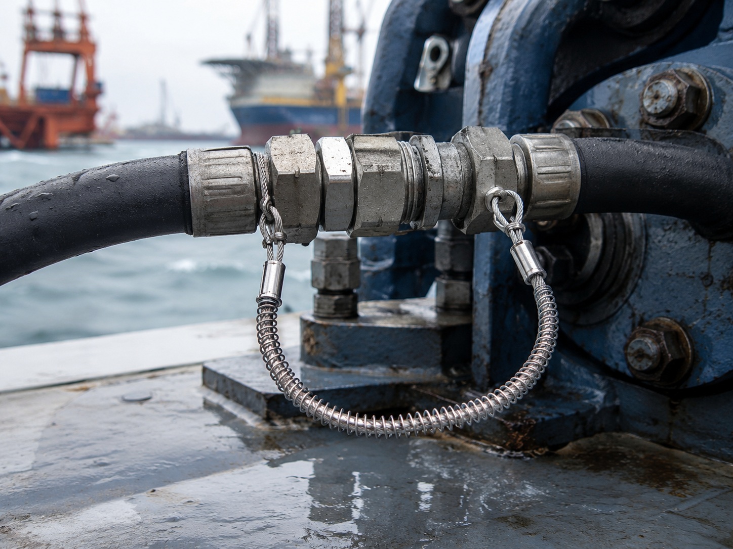 Marine hydraulische slangveiligheidskabel for shipyard and offshore maintenance